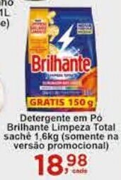 Rossi Supermercado Detergente em Po Brilhante Limpeza Total sache 1,6kg oferta