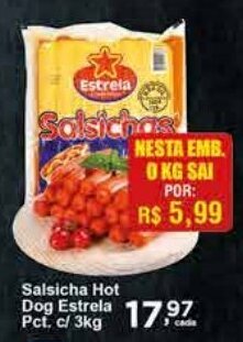 Rossi Supermercado Salsicha Hot Dog Estrela pct. c/ 3kg oferta