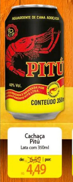 Atacadão Cachaça Pitú Lata com 350ml oferta