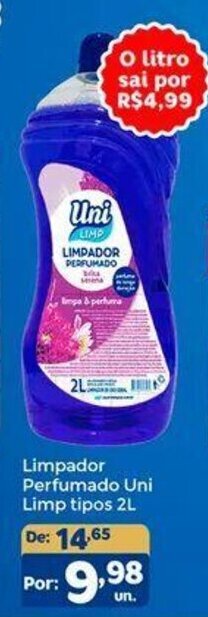 Confiança Supermercados Limpador Perfumado Uni Limp tipos 2L oferta