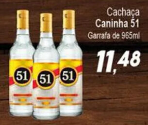 Villefort Atacadista Cachaça Caninha 51 Garrafa de 965ml oferta