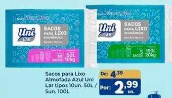 Confiança Supermercados Sacos para Lixo Almofada Azul Uni Lar tipos 10un. 50L / Sun. 100L oferta