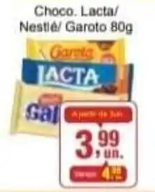 Supermercados Paraná Choco. Lacta/ Nestle/ Garoto 80g oferta