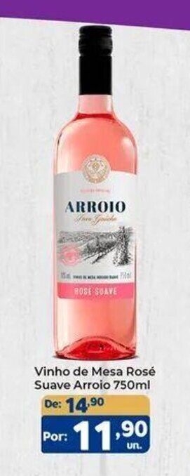 Confiança Supermercados Vinho de Mesa Rosé Suave Arroio 750ml oferta