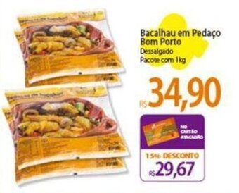 Atacadão Bacalhau em Pedaço Bom Porto Dessalgado Pacote com 1kg oferta
