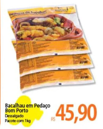 Atacadão Bacalhau em Pedaço Bom Porto Dessalgado Pacote com 1kg oferta