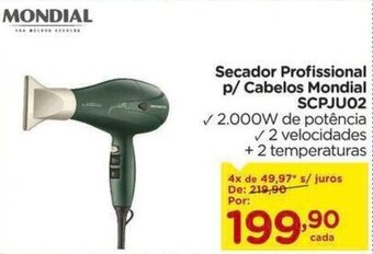 Carrefour Secador Profissional p/ Cabelos Mondial SCPJU02 oferta