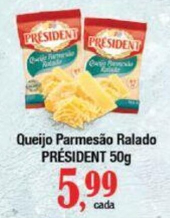 Supermercados Unidos Queijo Parmesão Ralado PRÉSIDENT 50g oferta