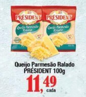 Supermercados Unidos Queijo Parmesão Ralado PRÉSIDENT 100g oferta