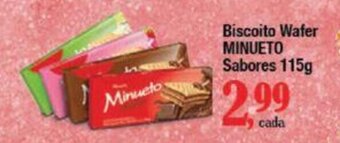 Supermercados Unidos Biscoito Wafer MINUETO Sabores 115g oferta