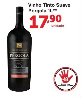 Roldão Vinho Tinto Suave Pergola 1L oferta