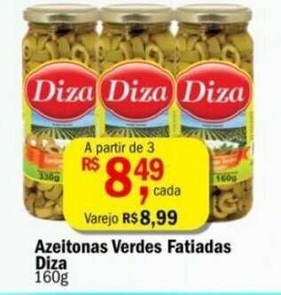 Azeitonas Verdes Fatiadas Diza 160g