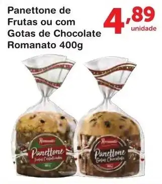Panettone de Frutas ou com Gotas de Chocolate Romanato 400g
