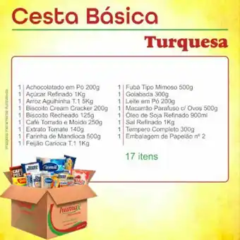 Cesta básica turquesa caixa 17 itens - humax alimentos