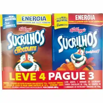 Atacadão Cereal matinal 3 original + grátis 1 chocolate kit 4 unidades de 150g - kellogg's/sucrilhos oferta
