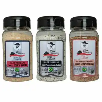 Pão de Açúcar Kit sal de parrilla sabores dry rub, pimenta do reino, sal rosa do himalaia dom chamorro oferta