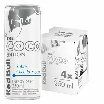 Energético red bull energy drink, coco e açaí, 250 ml - 4un