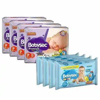 Pão de Açúcar Kit 80 fraldas babysec premium p + 368 lenços umedecidos oferta