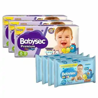Pão de Açúcar Kit 90 fraldas babysec premium g + 368 lenços umedecidos oferta