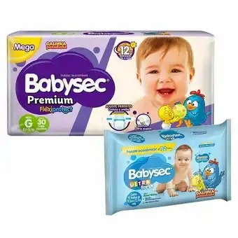 Pão de Açúcar Kit 30 fraldas babysec premium g + 92 lenços umedecidos oferta
