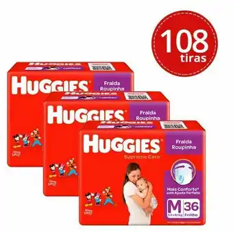 Pão de Açúcar Kit 3 fraldas roupinha supreme care m - 108 tiras oferta
