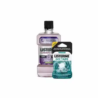 Antisséptico bucal listerine cuidado total zero 500ml + 4 listerine go! tabs