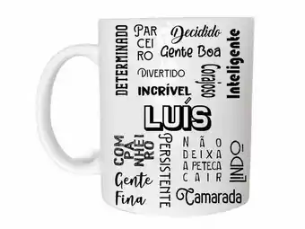 Pão de Açúcar Luís caneca com nome cerâmica 325ml oferta