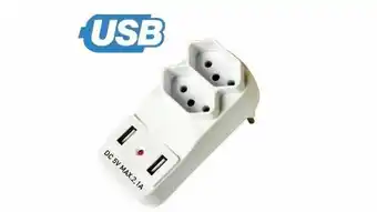 Adaptador 2 tomadas + 2 usb 5232 romazi