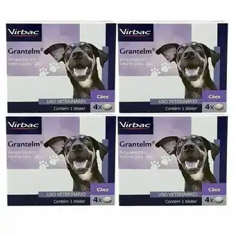 Pão de Açúcar Vermífugo grantelm cães 10kg virbac 4 comprimidos kit 4 caixas oferta