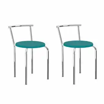 Conjunto 2 banquetas tubo cromado napa turquesa carraro