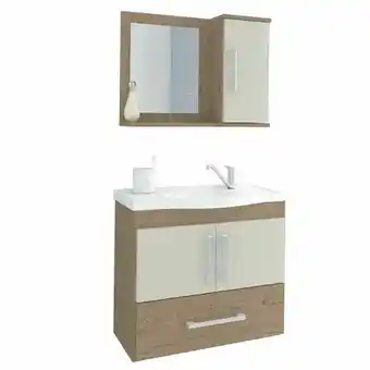 Pão de Açúcar Gabinete suspenso para banheiro atenas 56,5x63,5cm carvalho e off white oferta