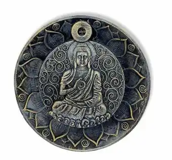 Incensario cascata prato buda azul  12 cm em resina