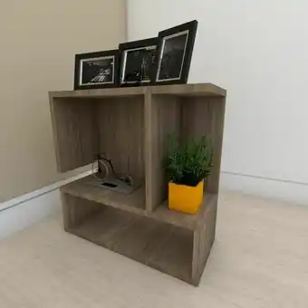 Mesa lateral para sofá simples em mdf amadeirado
