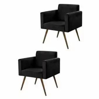 Pão de Açúcar Kit 02 poltronas decorativa nina pés palito - móveis roperi - suede preto oferta