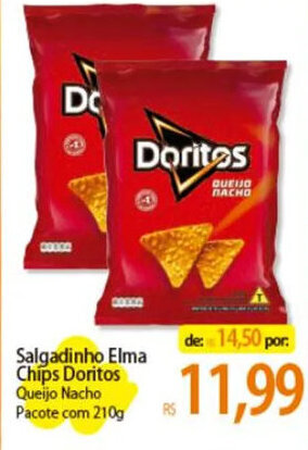 Atacadão Salgadinho Elma Chips Doritos Queijo Nacho Pacote com 210g oferta