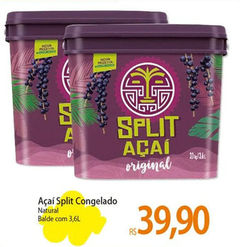 Atacadão Açaí Split Congelado Natural Balde com 3,6L oferta