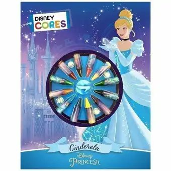 Livro de colorir disney - princesas - cinderela com giz de cera - dcl