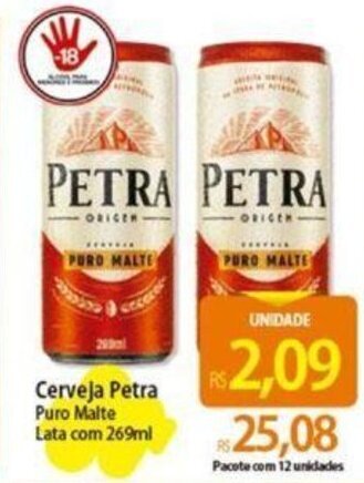Atacadão Cerveja Petra Puro Malte Lata com 269ml oferta