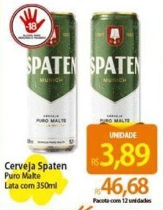 Atacadão Cerveja Spaten Puro Malte Lata com 350ml oferta