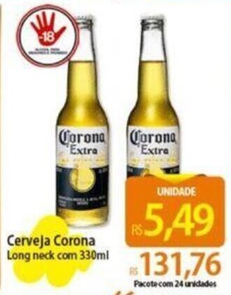 Atacadão Cerveja Corona Long neck com 330ml oferta