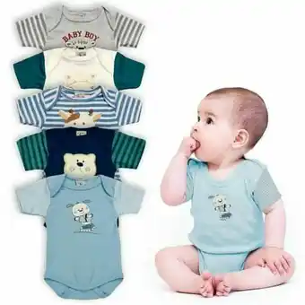 Pão de Açúcar Kit 5 bodys de bebê manga curta creep baby menino - pct02 - g oferta