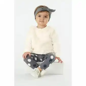 Conjunto infantil - blusão e legging - algodão e poliéster - poás - bege - malharia cristina - 1