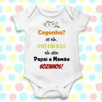 Body cegonha sei não p rosa bebê unissex