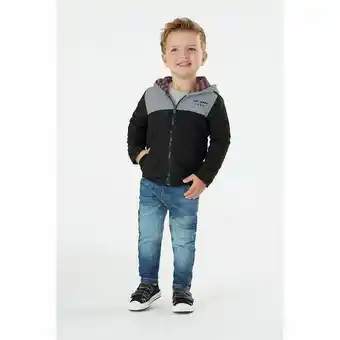 Jaqueta infantil com capuz - algodão e poliamida - preto - malharia cristina - g