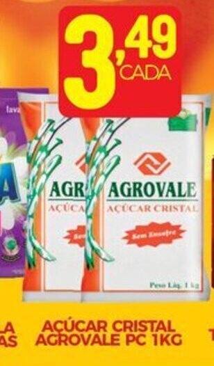 AÇÚCAR CRISTAL AGROVALE PC 1KG