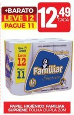 Fort Atacadista PAPEL HIGIÊNICO FAMILIAR SUPREME FOLHA DUPLA 20M oferta