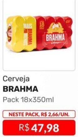 Higa Atacado Cerveja BRAHMA Pack 18x350ml oferta
