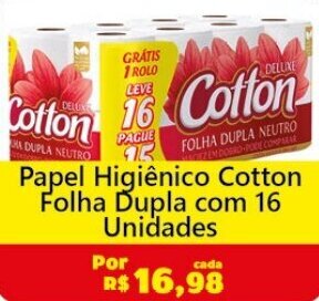 Royal Supermercados Papel Higiênico Cotton Folha Dupla com 16 Unidades oferta