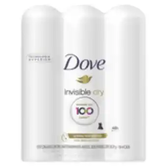 Desodorante antitranspirante aerossol invisible dry dove pack com 3 unidades 150ml cada