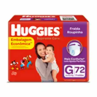 Sam's Club Fralda descartável infantil roupinha supreme care g huggies pacote com 72 unidades oferta